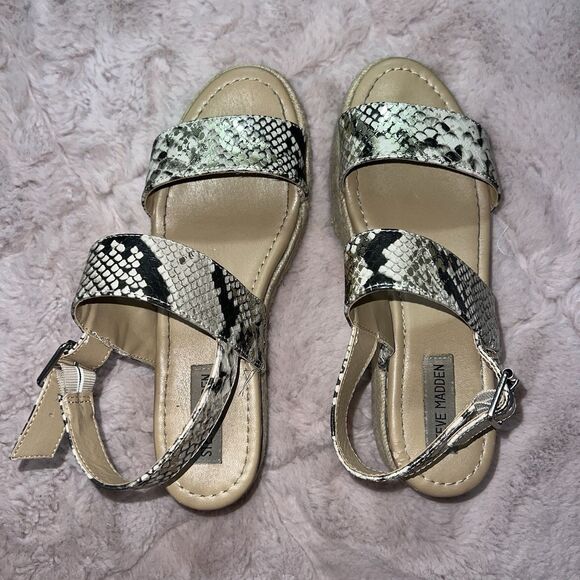 Steve Madden fifer python snake print espadrille platform sandals women’s size 8 - Picture 2 of 8